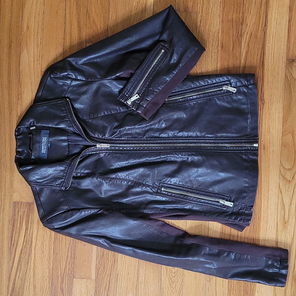 Kenneth Cole Women Faux Brown Leather Jacket